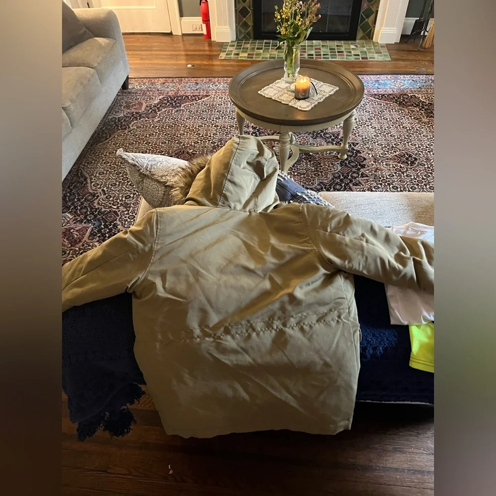 GAP Burgundy and Tan Parka with Fur Hood - Picture 3 of 6